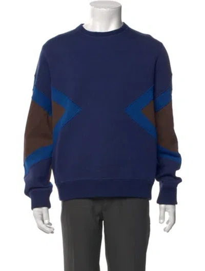 Pre-owned Neil Barrett Colorblock Pattern Crew Neck Sweatshirt In Blue