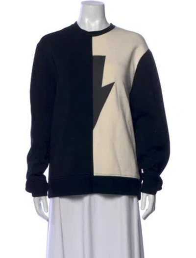 Pre-owned Neil Barrett Colorblock Pattern Crew Neck Sweatshirt In Blue