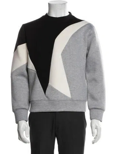 Pre-owned Neil Barrett Colorblock Pattern Mock Neck Sweatshirt In Black