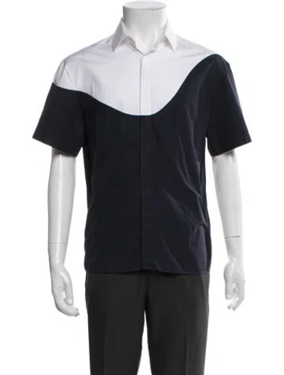 Pre-owned Neil Barrett Colorblock Pattern Short Sleeve Shirt In Black