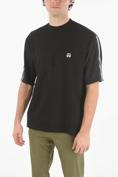 Neil Barrett Contrasting Band Music Bolt Varsity T-shirt In Black