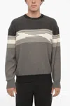 Neil Barrett Cotton And Cashmere Blouson Fit Crew-neck Sweater In Grey