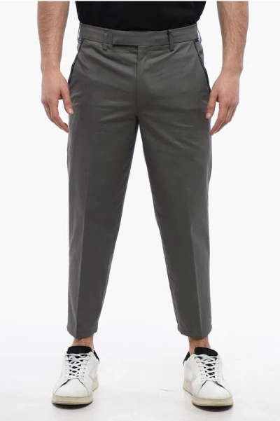 Neil Barrett Cotton Blend Chinos Pants With Elastic Cuffs In Gray