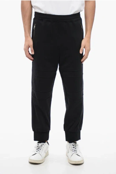 Neil Barrett Cotton Blend Modernist Biker Sweatpants With Zipped Pockets In Black