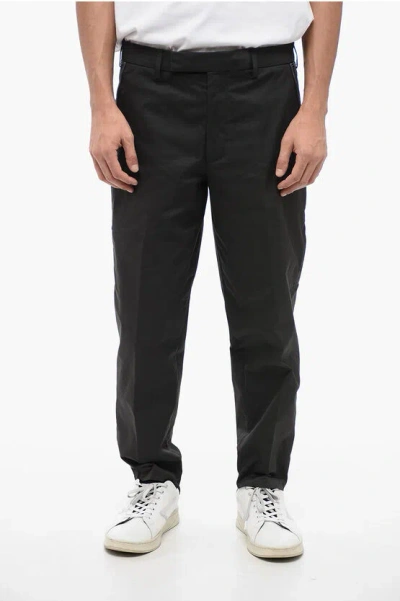 Neil Barrett Cotton Blend Slim Fit Pants With Tape Detail In Black
