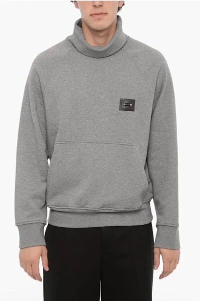 Neil Barrett Cotton Iconic Piercing Turtleneck Sweatshirt In Grey