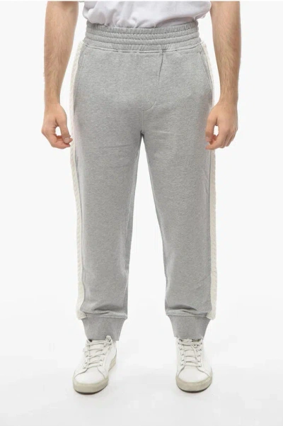 Neil Barrett Cotton Loose Fit Sweatpants With Knitted Side Bands In Gray