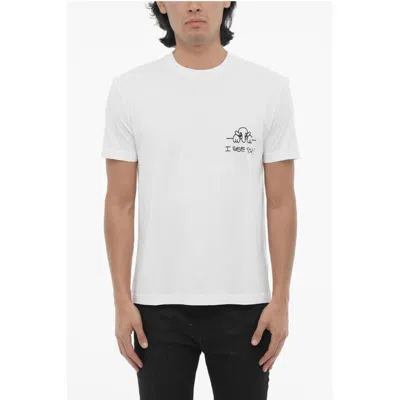 Neil Barrett Cotton Slim Fit I See You Crew-neck T-shirt In White