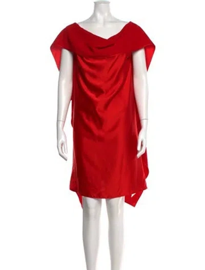 Pre-owned Neil Barrett Cowl Neck Midi Length Dress W/ Tags In Red