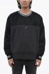 NEIL BARRETT CREW NECK HYBRID BOMBER FIT SWEATSHIRT WITH NYLON INSERTS