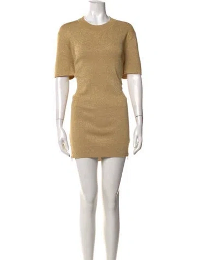 Pre-owned Neil Barrett Crew Neck Mini Dress In Gold/metallic