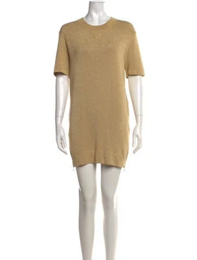 Pre-owned Neil Barrett Crew Neck Mini Dress In Gold/metallic