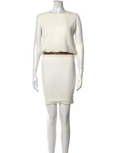 Pre-owned Neil Barrett Crew Neck Mini Dress In Neutrals