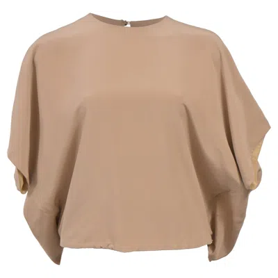 Neil Barrett Cropped Blouse In Nude Silk In Brown