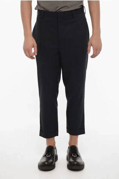 Neil Barrett Cropped Fit Chinos Pants With Zipped Hem In Black