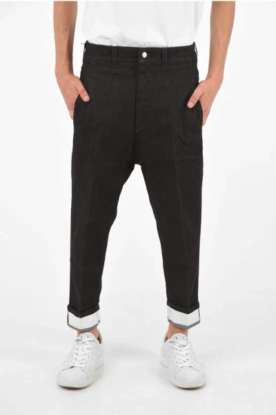 Neil Barrett Cuffed Hem Dropped Crotch Jeans 15 Cm In Black