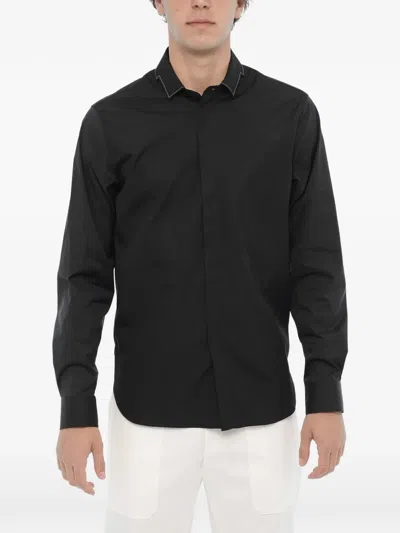 Neil Barrett Cut-out Bolt Slim-fit Shirt In Black
