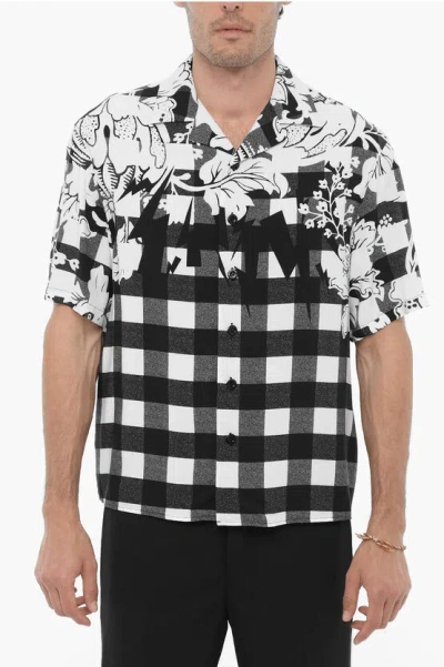 Neil Barrett Double Patterned Boxy Fit Shirt In Black