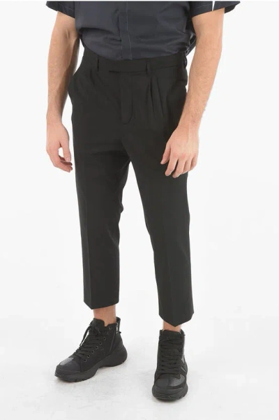 Neil Barrett Double-pleated Loose Tapered Fit Low-rise Pants In Black