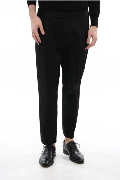 Neil Barrett Double-pleated Mick Stretch Cotton Pants In Black