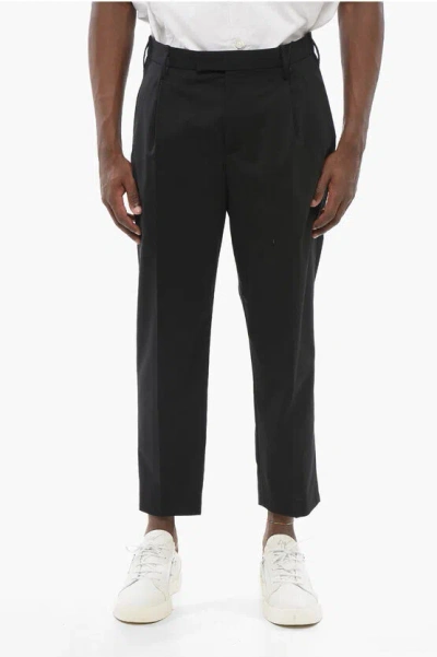 Neil Barrett Double-pleated Slim Fit Pants With Belt Loops In Black