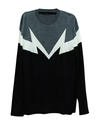 Pre-owned Neil Barrett Double Sonic Bolt Sweatshirt In Multicolor Wool