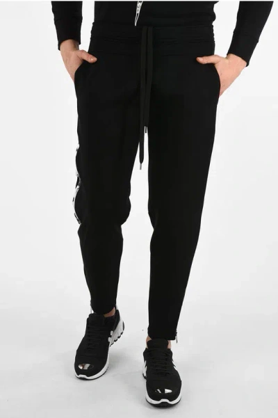 Neil Barrett Drop Crotch Anemone Slim Fit Joggers With Ankle Zip In Black