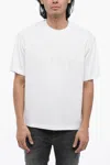 Neil Barrett Dropped Shoulder Fairisle Thunderbolt Cotton T-shirt In White
