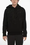 Neil Barrett Easy Fit Hoodie With Velvet Thunderbolt In Black