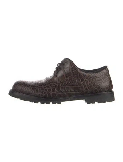 Pre-owned Neil Barrett Embossed Leather Derby Shoes In Brown