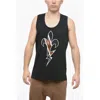 Neil Barrett Embroidered Fleur-de-thunder Tank Top In Black