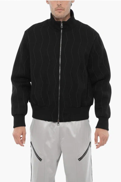 Neil Barrett Embroidered Slim Fit Sweatshirt With Zip Closure In Black