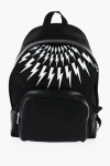 Neil Barrett Fair Isle Thunderbolt Nylon Twill Leather City Backpack