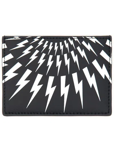 Neil Barrett Fair-isle Card Holder In Black