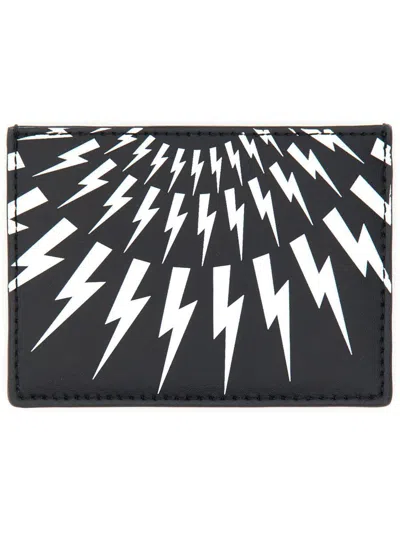 Neil Barrett Fair-isle Card Holder In Black