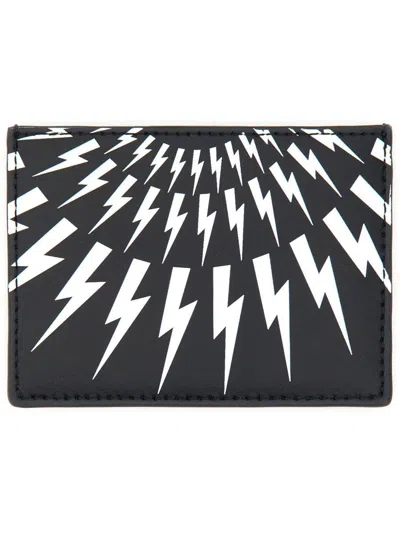 Neil Barrett Fair-isle Card Holder In Black