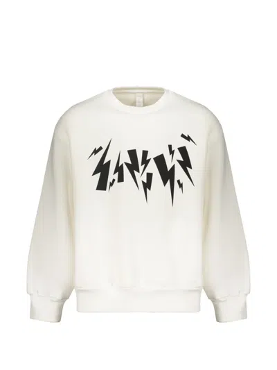Neil Barrett Fair Isle Thunderbolt Graphic-print Sweatshirt In White