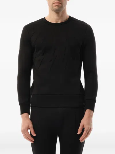 Neil Barrett Fair Isle Thunderbolt Motif Sweater In Black