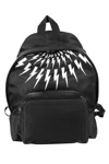 Neil Barrett Fair Isle Thunderbolt Nylon Twill Leather City Backpack In Black