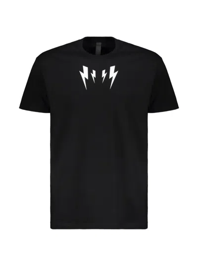 Neil Barrett Fair Isle Thunderbolt T-shirt In Black