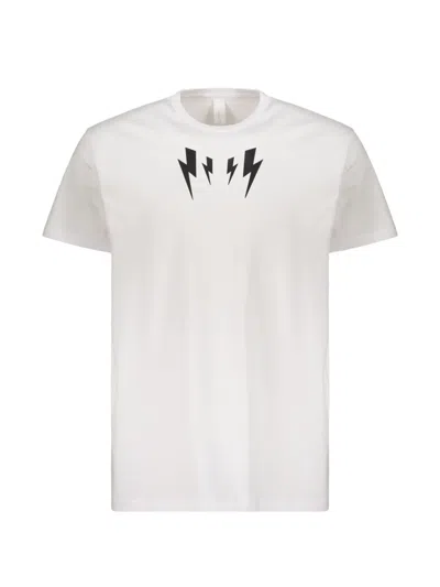 Neil Barrett Fair Isle Thunderbolt T-shirt In White