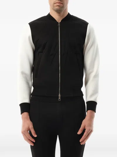 Neil Barrett Fair Isle-lightning Zip-up Hoodie In Black