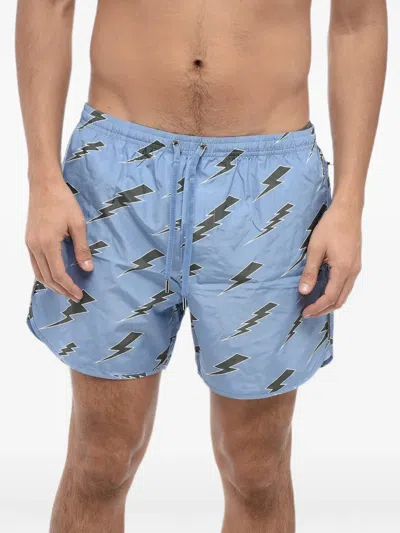 Neil Barrett Fair Isle-print Swim Shorts In Blue