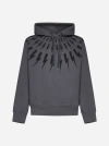 Neil Barrett Fairisle Thunderbolt Cotton Hoodie In Iron,black
