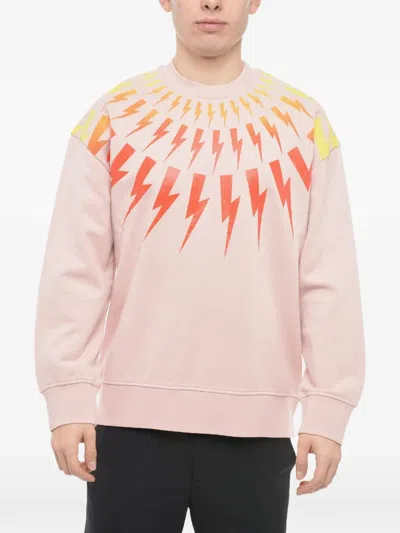 Neil Barrett Fair-isle Thunderbolt-print Sweater In Pink