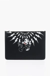 NEIL BARRETT FELIX THE CAT' LEATHER POUCH WITH CONTRAST PRINT