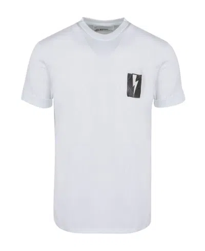 Neil Barrett Flag Bolt Cotton T-shirt In White