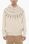 Neil Barrett Fleeced Cotton Fairisle Thunderbolt Hoodie
