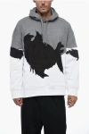 Neil Barrett Fleeced Cotton Hoodie With Suede Patches