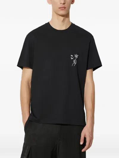 Neil Barrett Floral-print T-shirt In Black